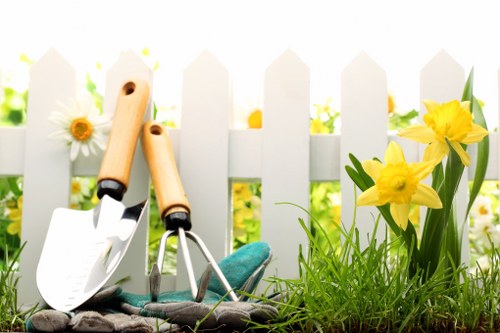 Professional lawn mower maintaining grass